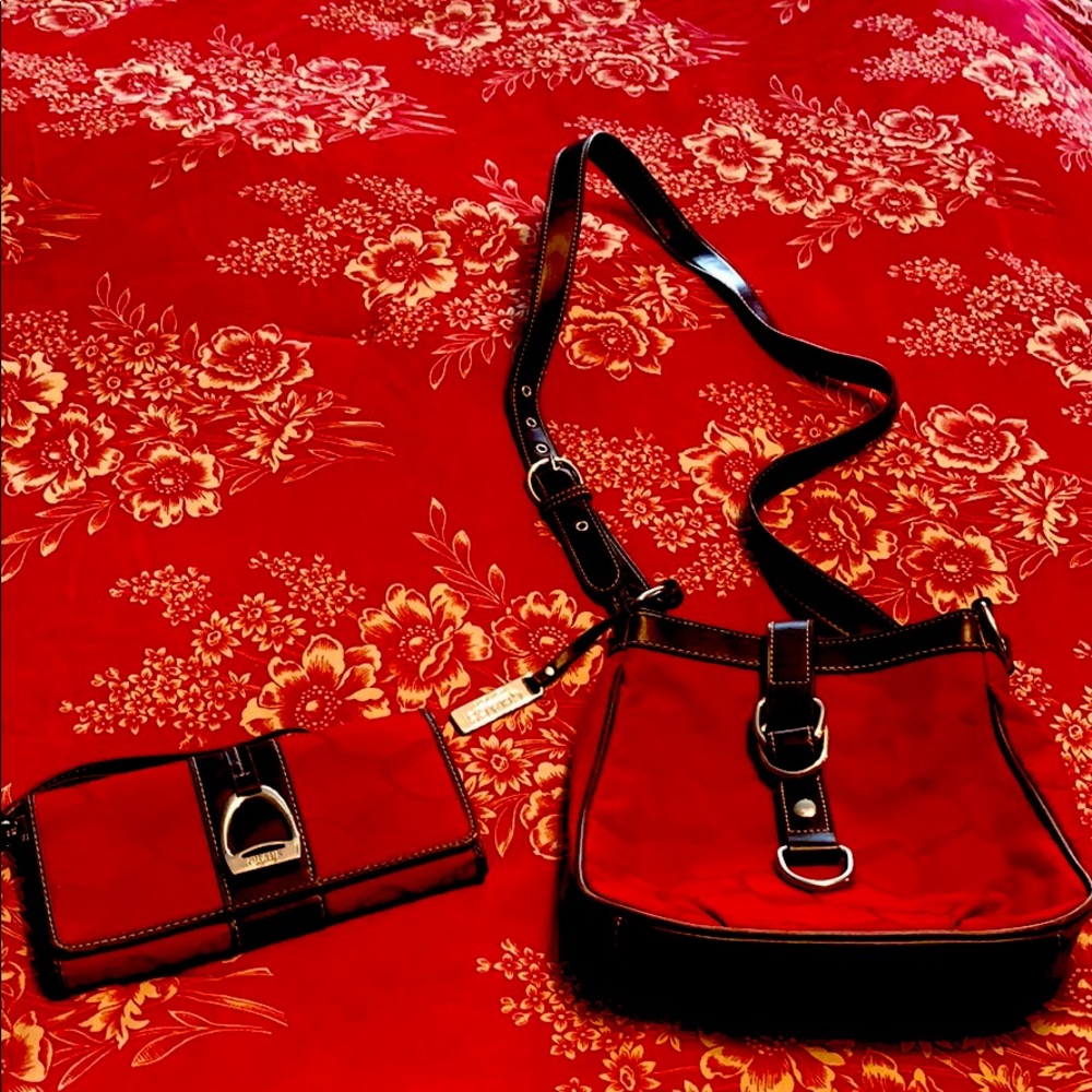 Chaps Red crossbody bag and wallet